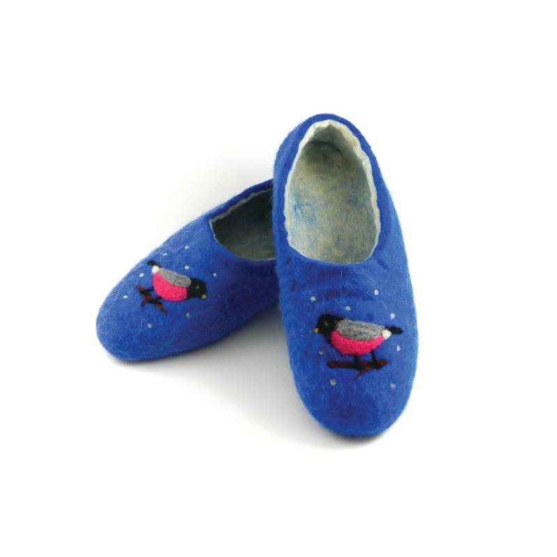 Тапочки Снегири синие. Размер 40