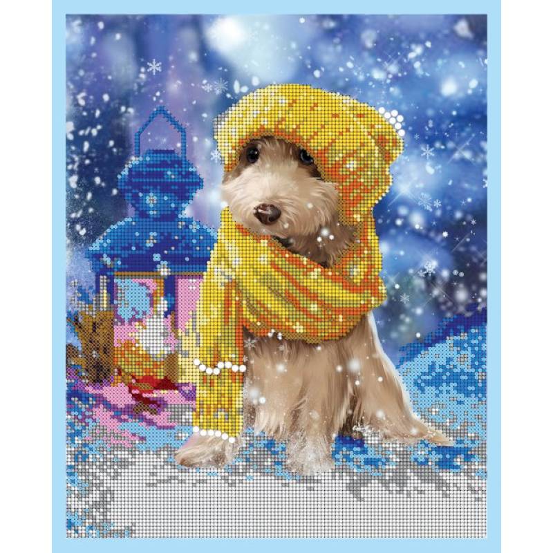 'Пёсик' 24x30см набор на атласе для вышивания чешским бисером 'Вышивочка' в коробке