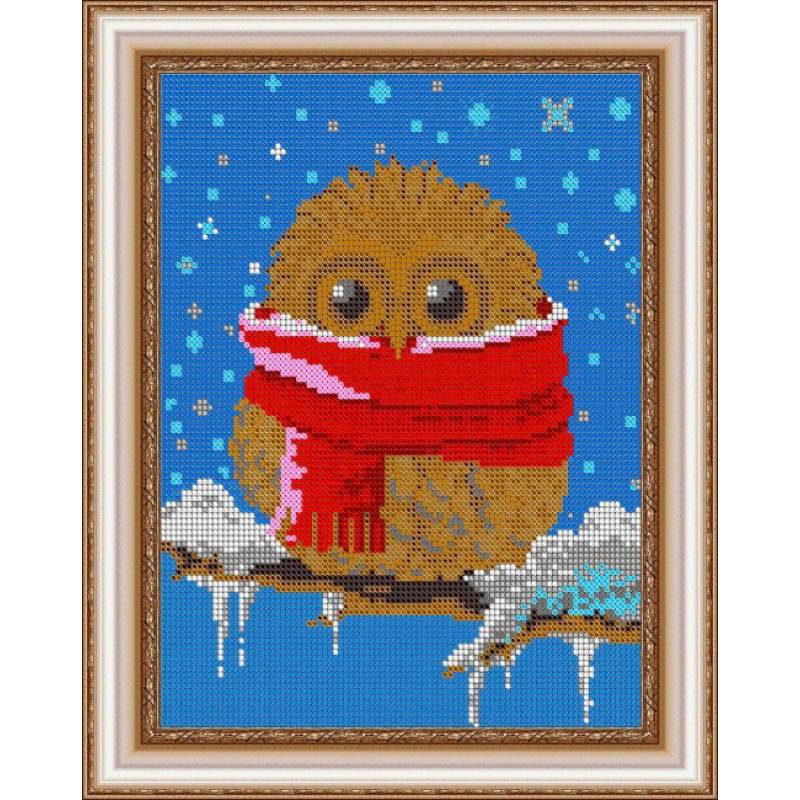 Набор для вышивания бисером №493П «Зимняя совушка»