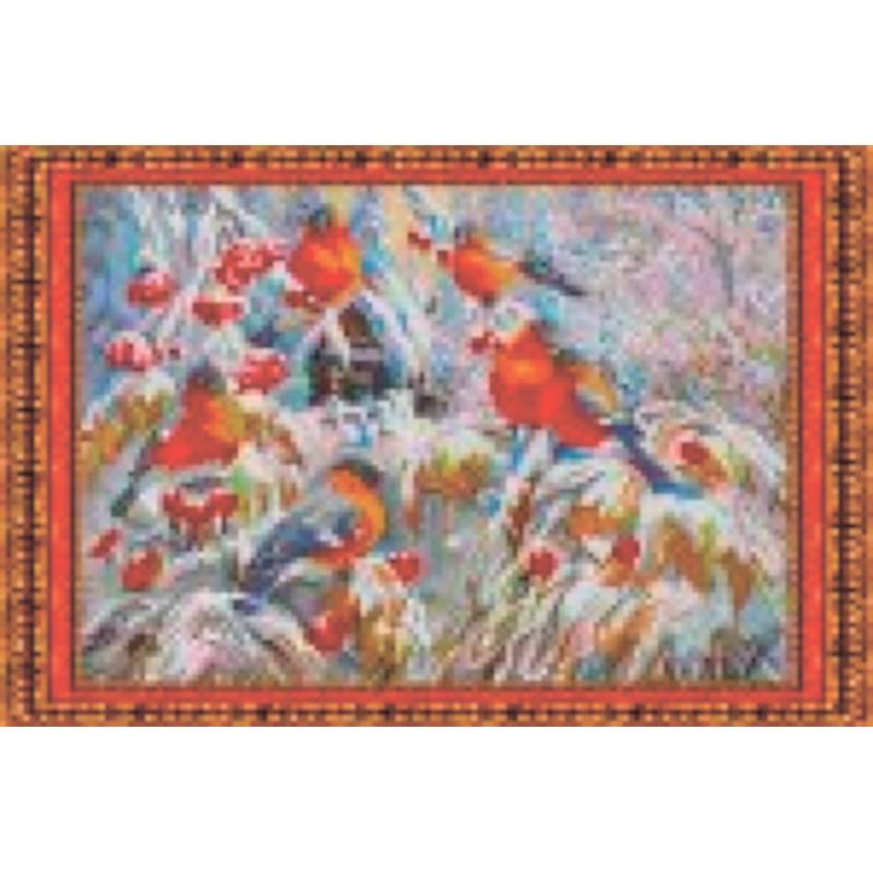 Набор для вышивания бисером «Снегири»  39,7*33,2 см