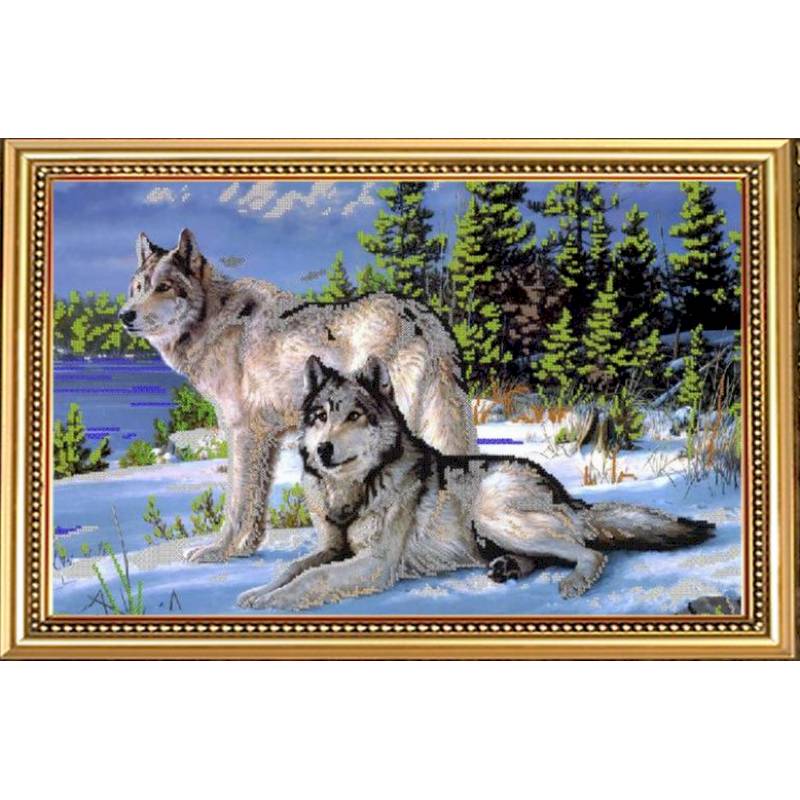 Набор для вышивания бисером №082 «Волки» бисер Чехия 54,3x34,1см
