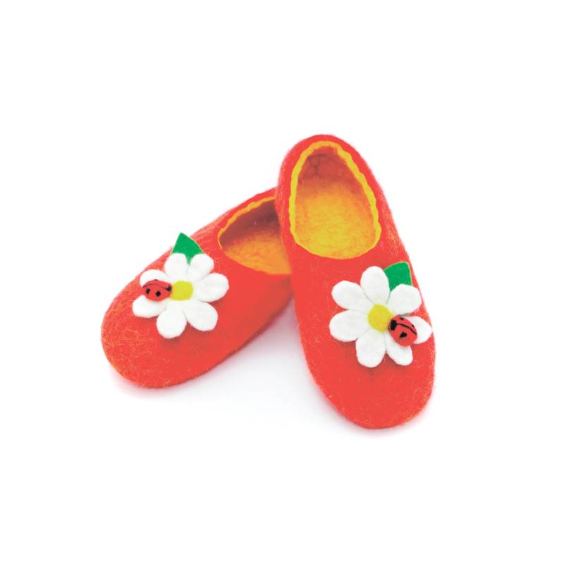 Войлочные тапочки с ромашкой оранж. Размер 40