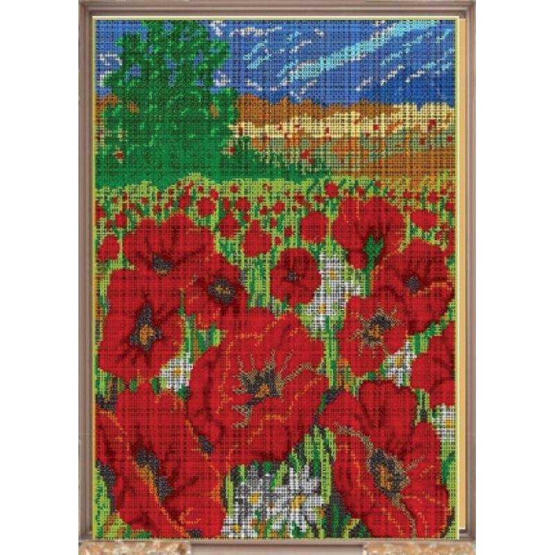 Набор для вышивания бисером «Полевые маки» бисер Чехия 30x38 см
