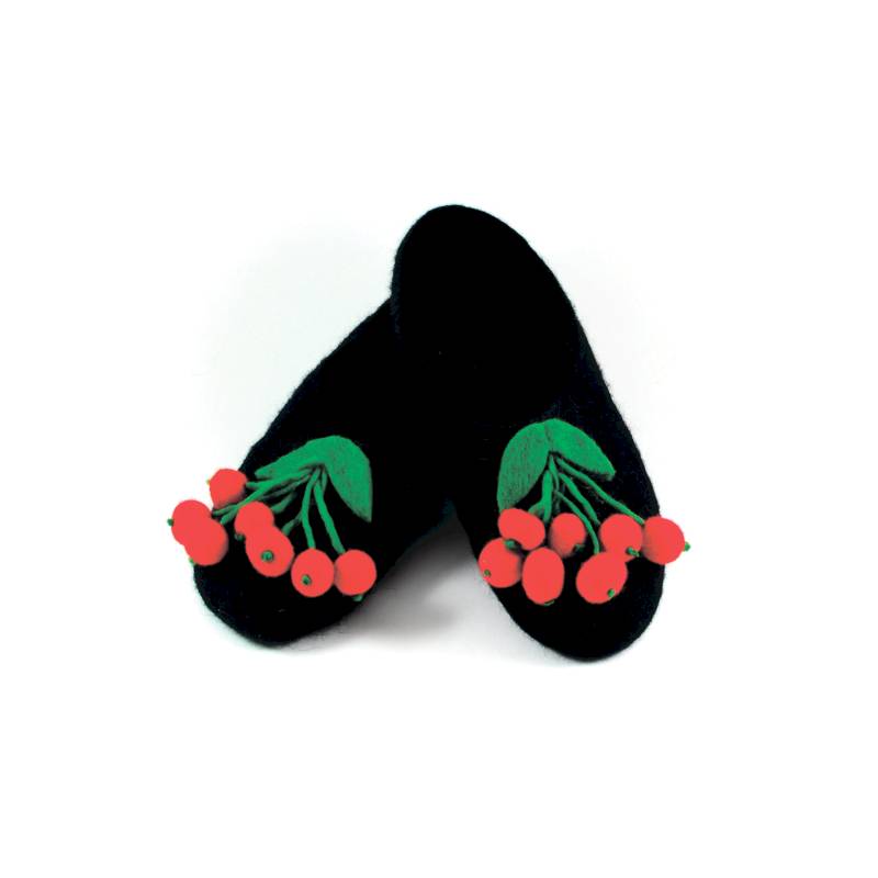 Тапочки из войлока - Рябина. Размер 36