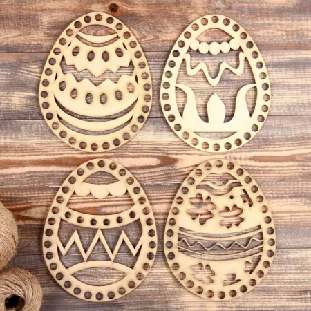 Набор заготовок для вязания 'Яйцо Пасхальное' (4 в 1), МИКС, донышко, 20x16 см, d=10 мм