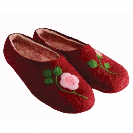 Войлочные тапочки «Роза» красные. Размер 36