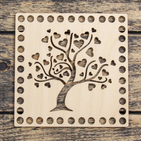 Заготовка для вязания 'Квадрат.Ажурный узор АК12' 15см фанера