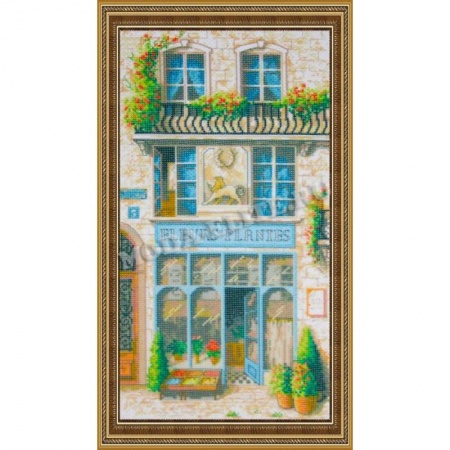 Рисунок на канве для вышивания крестом КР-47 «Цветочный магазин» 34,6x17,7 см.