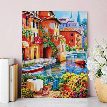 Алмазная вышивка с частичным заполнением на раме 'Лето в Италии' 30x40 см