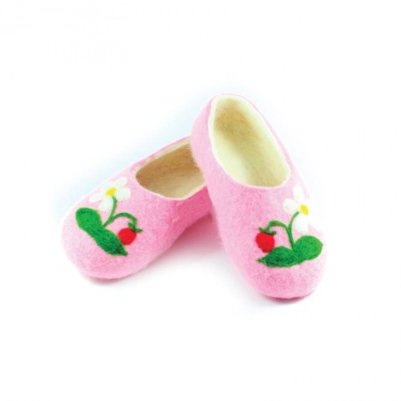 Детские войлочные тапочки Земляника. Размер 17 см