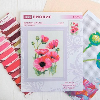 Набор для вышивания крестиком 'Розовые маки', 25x33 см