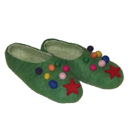 Тапочки зеленые «Новогодние». Размер 39