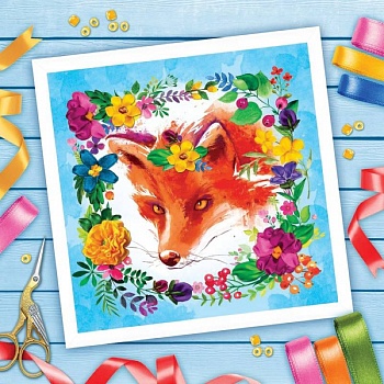 Вышивка лентами «Лис», 35x35 см. Набор для творчества