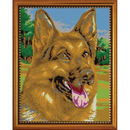 'Немецкая овчарка' 24x30см набор на атласе для вышивания чешским бисером 'Вышивочка' в коробке