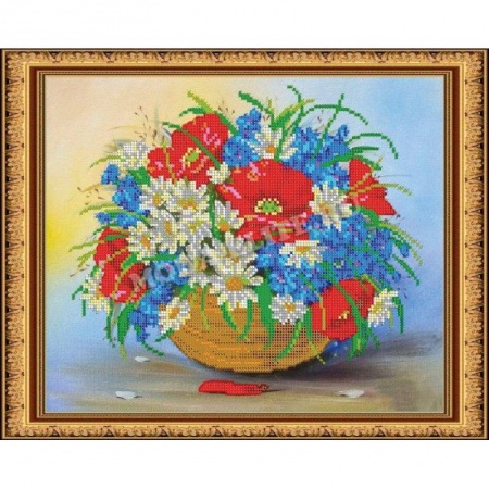 «Светлица» набор для вышивания бисером №253 «Полевой букет» бисер Чехия 24x30см