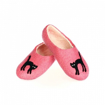 Тапочки из войлока - Кошки розовые. Размер 41