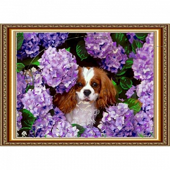 Набор для вышивания бисером №062 «Щеночек в цветах»
