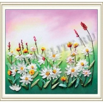 Набор для вышивания лентами №A063 'Ромашковое поле' 50x55 см
