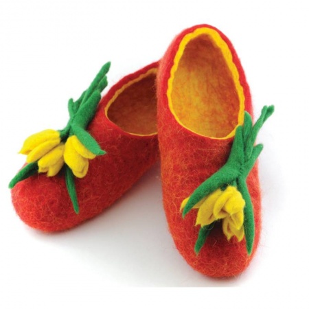 Войлочные тапочки Желтые тюльпаны. Размер 39