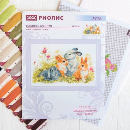 Набор для вышивания крестиком 'Забавные крольчата' 40х25 см