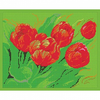 'Тюльпаны' 24x30см набор для вышивания чешским бисером 'Вышивочка' ВЛ-140П