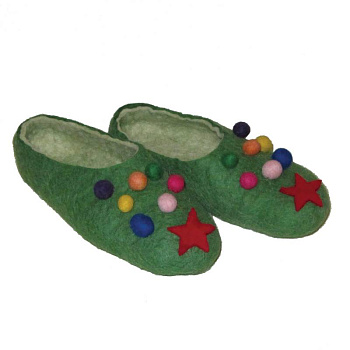 Тапочки зеленые «Новогодние». Размер 36