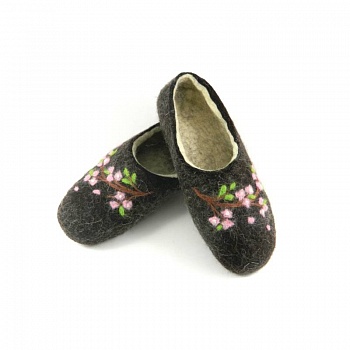 Тапочки «Цветущие ветки». Цвет серый классический. Размер 37