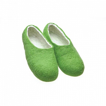 Цветные войлочные тапочки светло зеленые. Размер 41