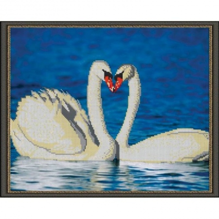 Набор для вышивания бисером №015 «Лебеди» бисер Чехия 38x30 см
