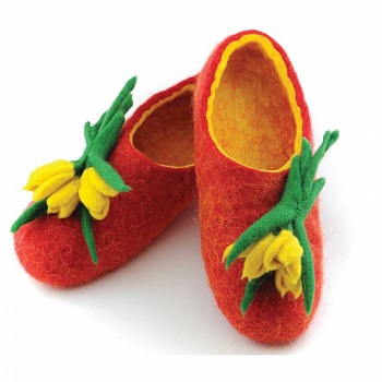 Войлочные тапочки Желтые тюльпаны. Размер 37