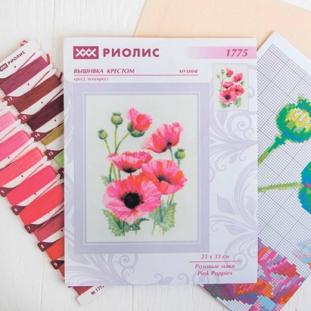 Набор для вышивания крестиком 'Розовые маки', 25x33 см