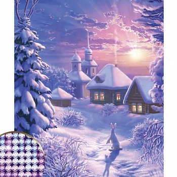 Алмазная вышивка с частичным заполнением 'Зима' холст