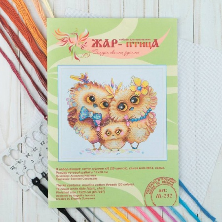 Набор для вышивания 'Пернатая семья' 17x20 см