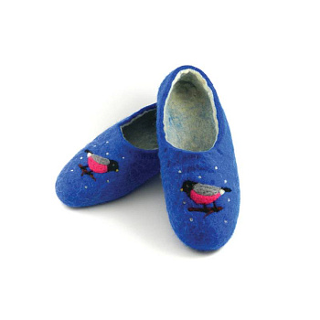 Тапочки Снегири синие. Размер 38