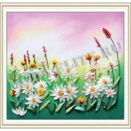Набор для вышивания лентами №A063 'Ромашковое поле' 50x55 см