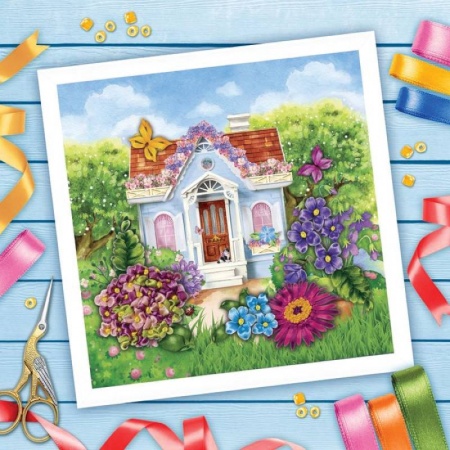 Вышивка лентами 'Домик', 35x35 см