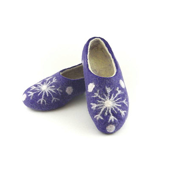 Тапочки Снежинки синие. Размер 40