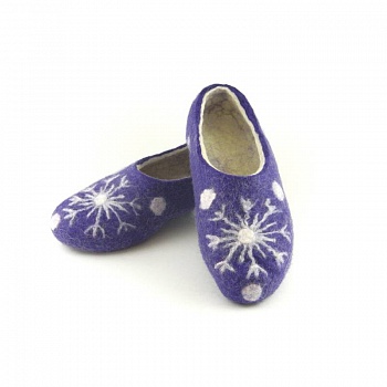 Тапочки Снежинки синие. Размер 42