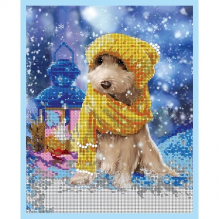'Пёсик' 24x30см набор на атласе для вышивания чешским бисером 'Вышивочка' в коробке