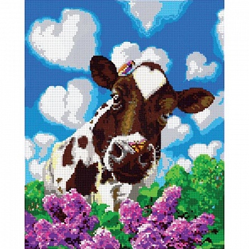 'Бурёнка' 24x30см набор на атласе для вышивания чешским бисером 'Вышивочка' в коробке