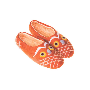 Тапочки из войлока - Совы золотые. Размер 37