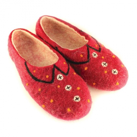 Войлочные тапочки Воротнички красные. Размер 41