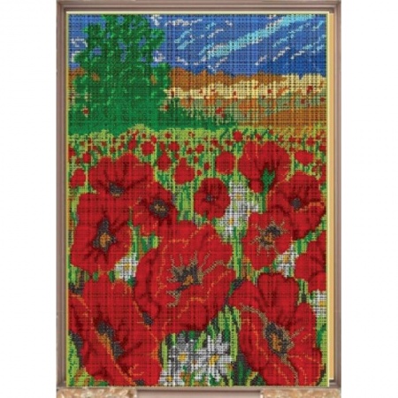 Набор для вышивания бисером «Полевые маки» бисер Чехия 30x38 см