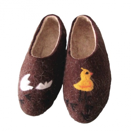 Войлочные тапочки «С днём рождения!» коричневые. Размер 39