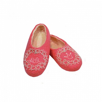 Тапочки из войлока с кружевом Фриволите «Моя Принцесса». Размер 41