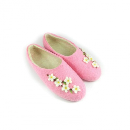 Войлочные тапочки «Цветущие ветки» розовые. Размер 37