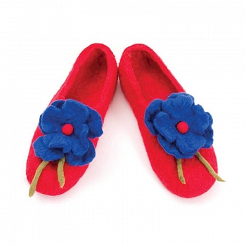 Тапочки красные 'Маки'. Размер 38 (26 см)