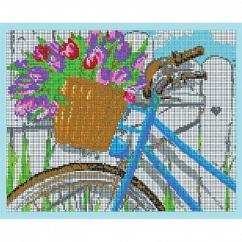 'Корзина с тюльпанами' 30x24см набор для вышивания чешским бисером 'Вышивочка' ВЛ-139П