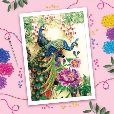 Вышивка бисером 'Павлины', 25x35 см