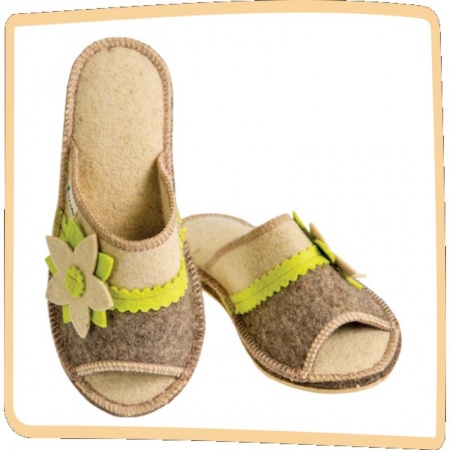 Тапочки женские из войлока 'Лилия' на легкой не скользящей подошве ЭВА. Размер 41